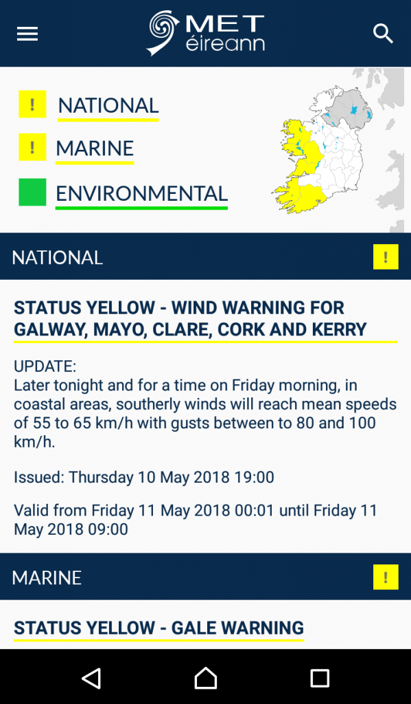 Website App Help Met Ireann The Irish Meteorological Service