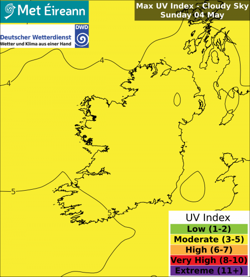 Max UV Index - Cloudy Sky - Sunday, 04 May 2025 Max UV Index - Cloudy Sky - Sunday, 04 May 2025