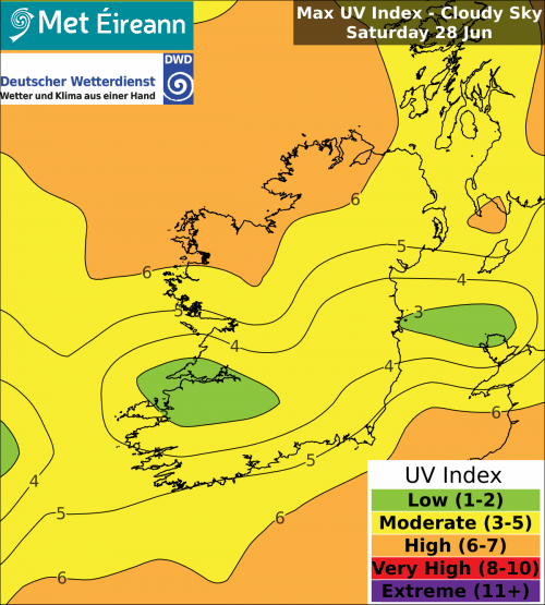 Max UV Index - Cloudy Sky - Saturday, 28 Jun 2025 Max UV Index - Cloudy Sky - Saturday, 28 Jun 2025