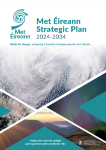 Front cover of Met Éireann's Strategic Plan 2024-2035. Click image to download and open the strategy in PDF format