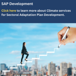 Decorative graphic with the title SAP Development. Click on image link to visit the Sectoral Adaptation Plans development information webpage