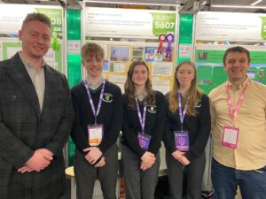 Met Éireann's Mark Bowe with students, Luke Molloy, Emily Butler and Emma Sweeney and teacher, Barry Rourke from Ballinrobe Community School