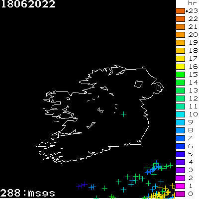 Lightning Report for Ireland on Saturday 18 June 2022