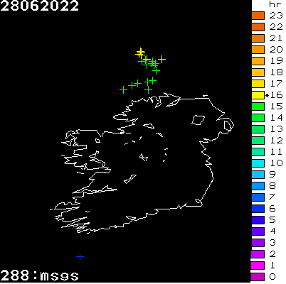 Lightning Report for Ireland on Tuesday 28 June 2022