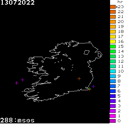 Lightning Report for Ireland on Wednesday 13 July 2022