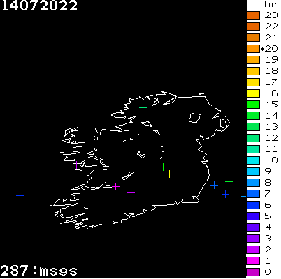 Lightning Report for Ireland on Thursday 14 July 2022