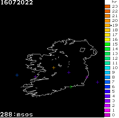 Lightning Report for Ireland on Saturday 16 July 2022