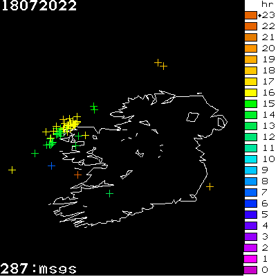 Lightning Report for Ireland on Monday 18 July 2022