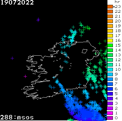 Lightning Report for Ireland on Tuesday 19 July 2022