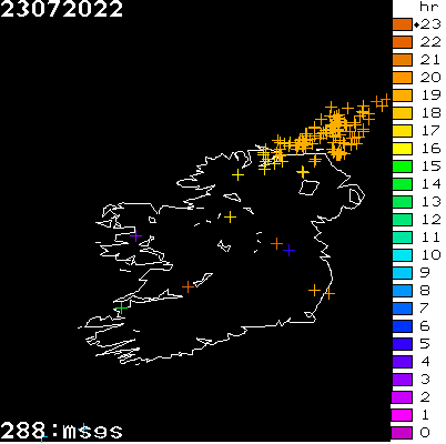 Lightning Report for Ireland on Saturday 23 July 2022