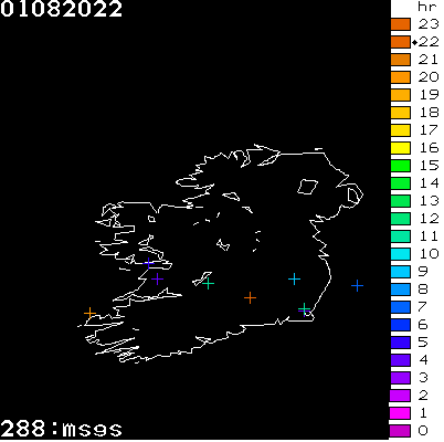 Lightning Report for Ireland on Monday 01 August 2022