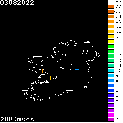 Lightning Report for Ireland on Wednesday 03 August 2022