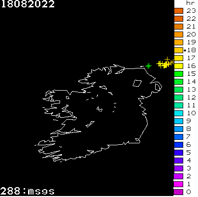 Lightning Report for Ireland on Thursday 18 August 2022