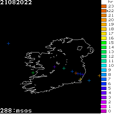 Lightning Report for Ireland on Sunday 21 August 2022