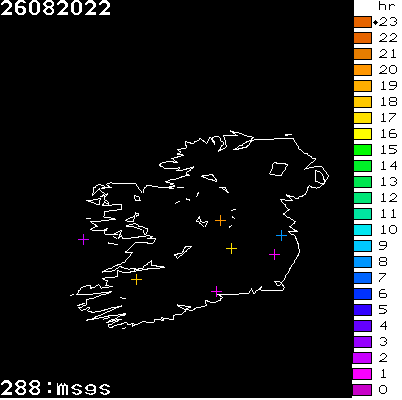 Lightning Report for Ireland on Friday 26 August 2022