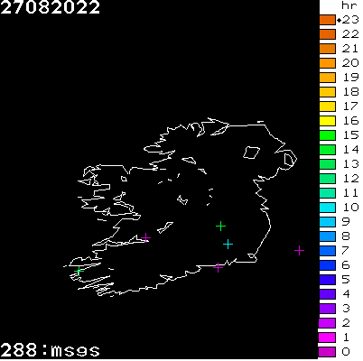 Lightning Report for Ireland on Saturday 27 August 2022