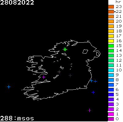 Lightning Report for Ireland on Sunday 28 August 2022