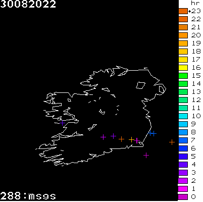 Lightning Report for Ireland on Tuesday 30 August 2022