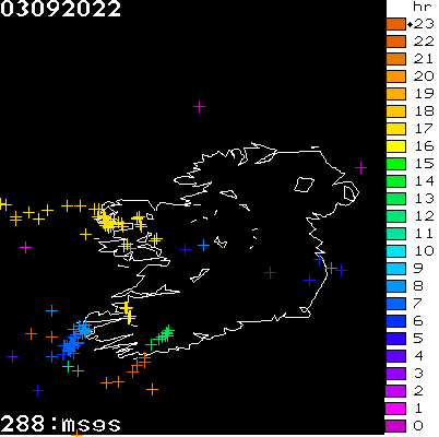 Lightning Report for Ireland on Saturday 03 September 2022