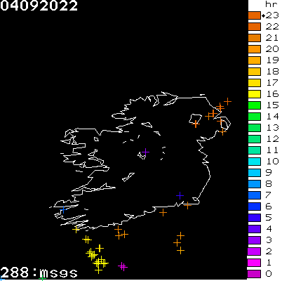 Lightning Report for Ireland on Sunday 04 September 2022