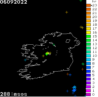 Lightning Report for Ireland on Tuesday 06 September 2022