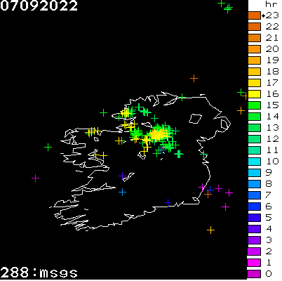 Lightning Report for Ireland on Wednesday 07 September 2022