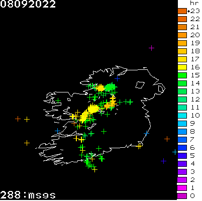 Lightning Report for Ireland on Thursday 08 September 2022