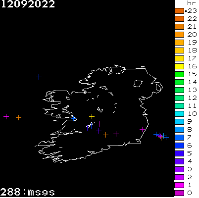 Lightning Report for Ireland on Monday 12 September 2022