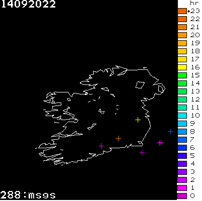 Lightning Report for Ireland on Wednesday 14 September 2022