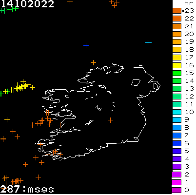 Lightning Report for Ireland on Friday 14 October 2022