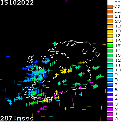 Lightning Report for Ireland on Saturday 15 October 2022