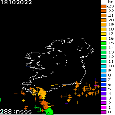 Lightning Report for Ireland on Tuesday 18 October 2022