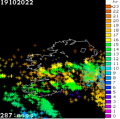 Lightning Report for Ireland on Wednesday 19 October 2022