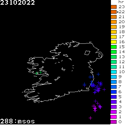 Lightning Report for Ireland on Sunday 23 October 2022