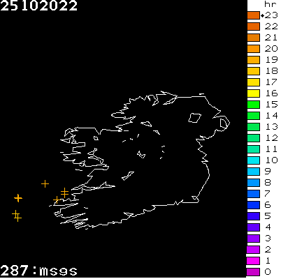 Lightning Report for Ireland on Tuesday 25 October 2022