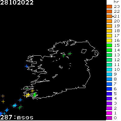 Lightning Report for Ireland on Friday 28 October 2022