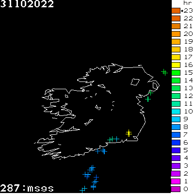 Lightning Report for Ireland on Monday 31 October 2022