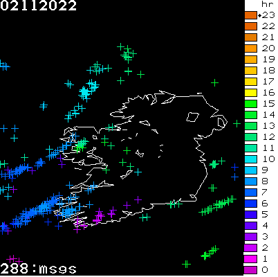 Lightning Report for Ireland on Wednesday 02 November 2022