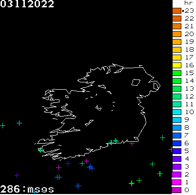 Lightning Report for Ireland on Thursday 03 November 2022