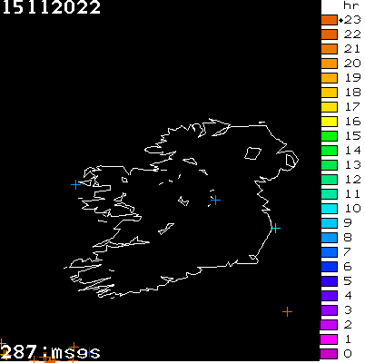 Lightning Report for Ireland on Tuesday 15 November 2022