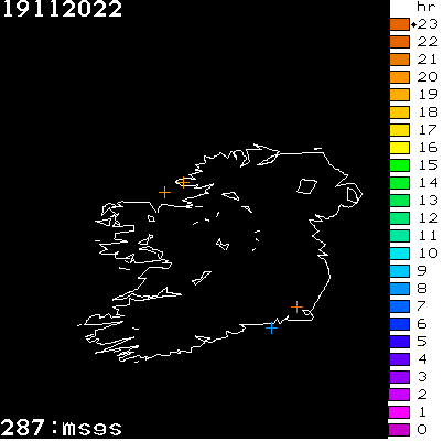 Lightning Report for Ireland on Saturday 19 November 2022