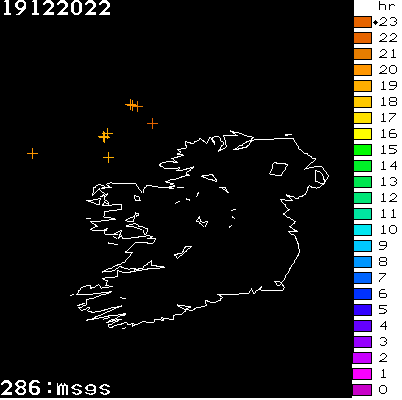 Lightning Report for Ireland on Monday 19 December 2022