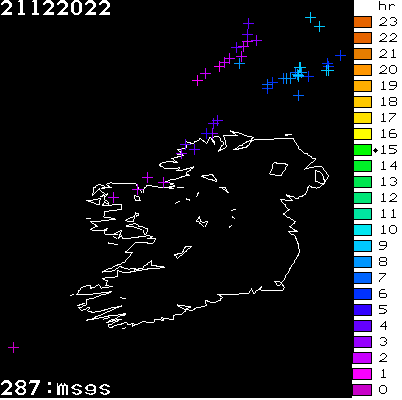 Lightning Report for Ireland on Wednesday 21 December 2022