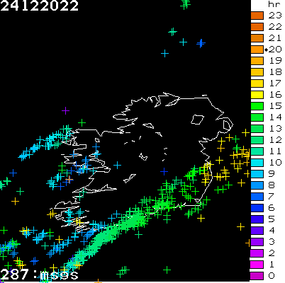 Lightning Report for Ireland on Saturday 24 December 2022