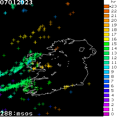 Lightning Report for Ireland on Saturday 07 January 2023