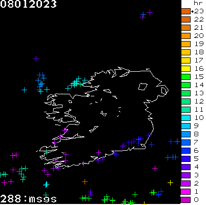 Lightning Report for Ireland on Sunday 08 January 2023