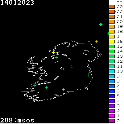 Lightning Report for Ireland on Saturday 14 January 2023