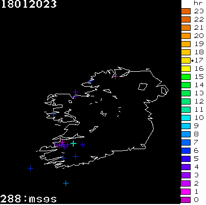 Lightning Report for Ireland on Wednesday 18 January 2023