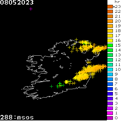 Lightning Report for Ireland on Monday 08 May 2023