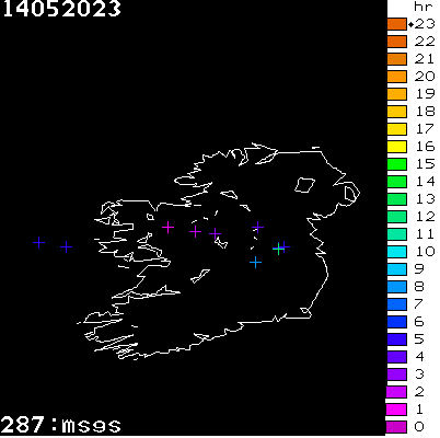 Lightning Report for Ireland on Sunday 14 May 2023